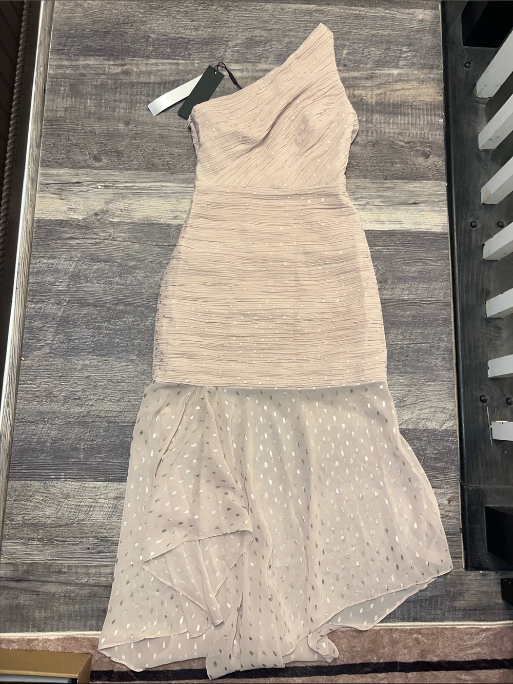 One-Shoulder Blush Pink Asymmetrical Evening Dress